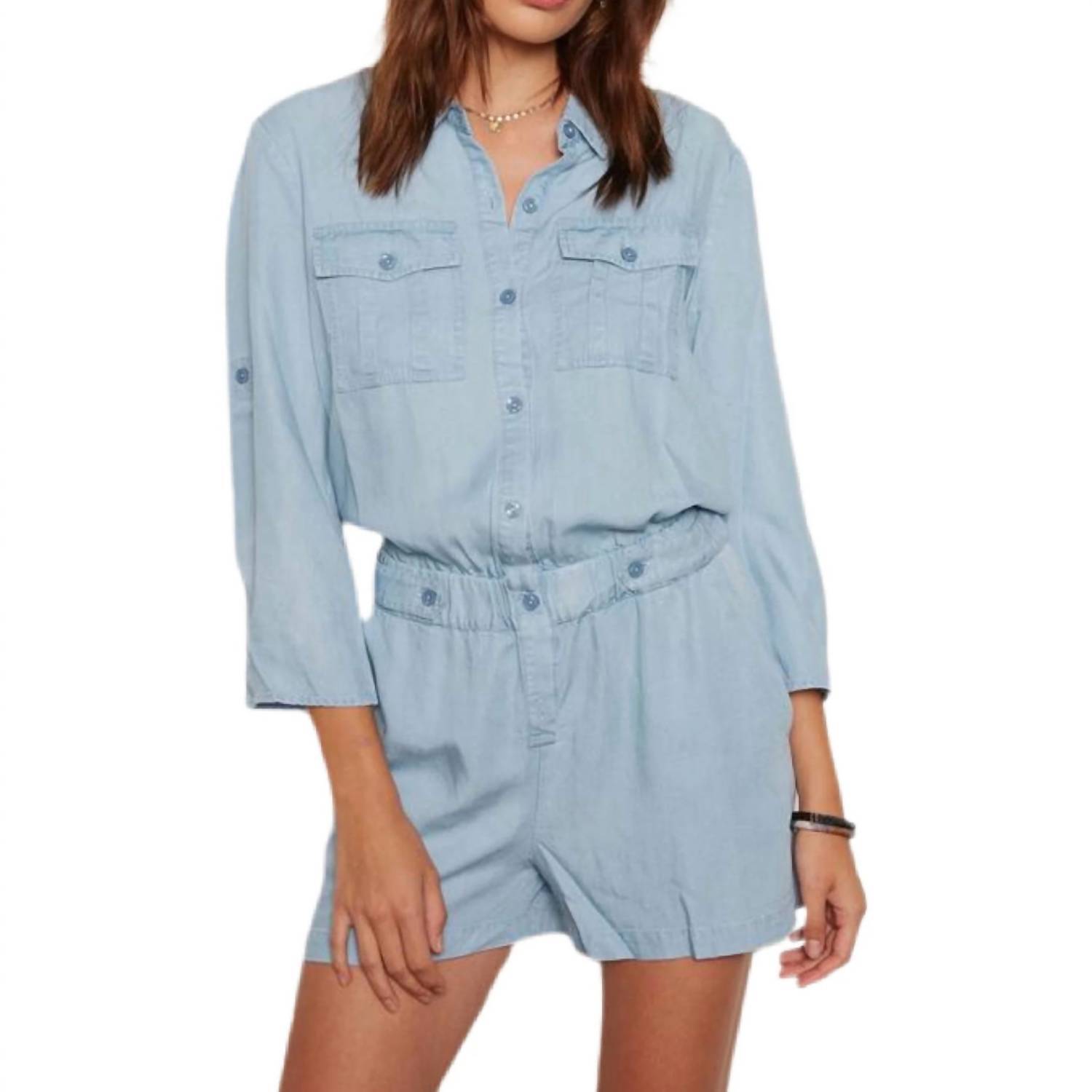 New Tart Collections Dale Romper In Light Wash